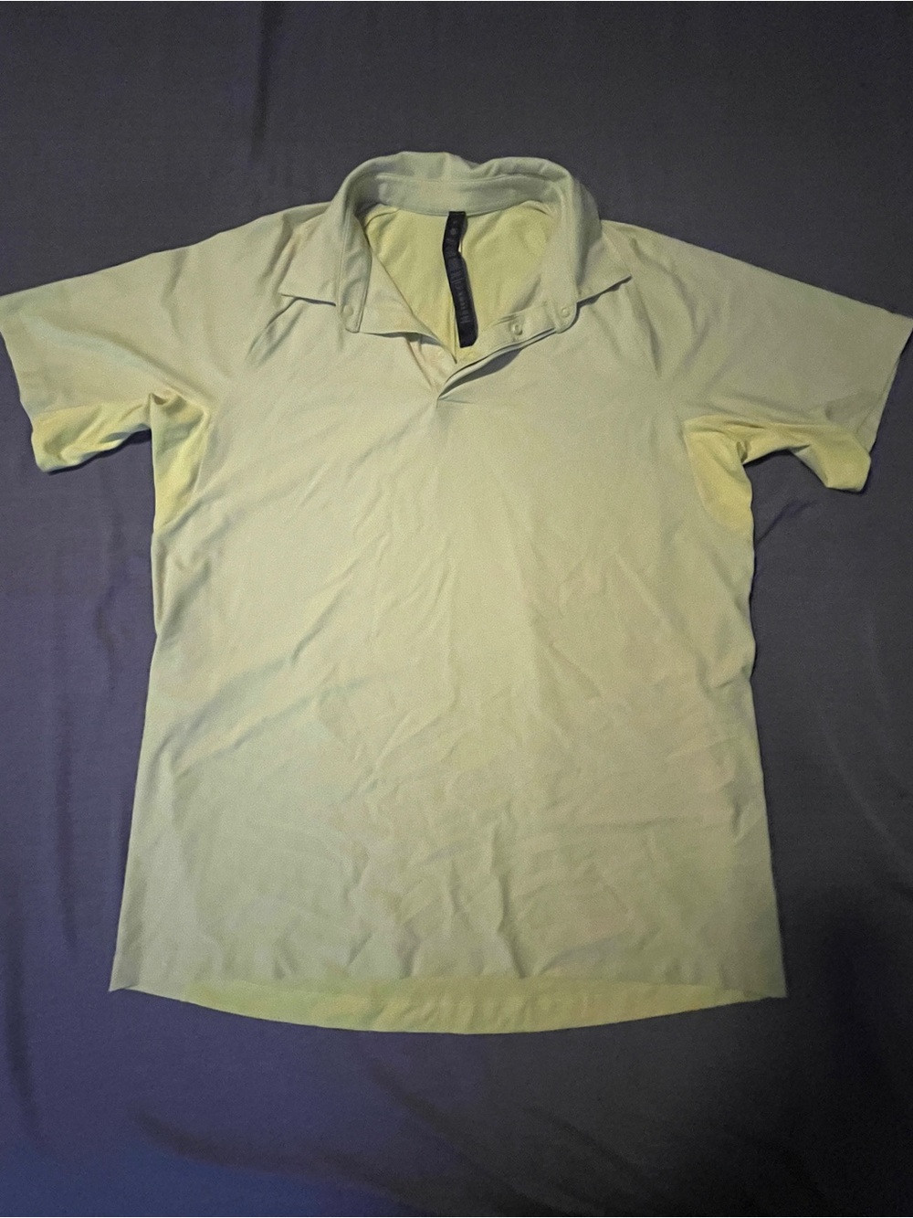 Lululemon Men's Snap Front Performance Short Sleeve Polo Shirt Neon Yellow SizeM